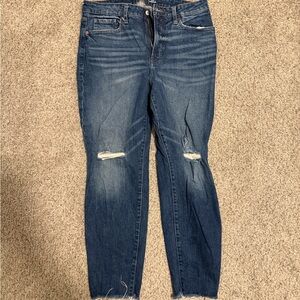 Old Navy OG Straight Dark Blue Distressed Ankle Jeans